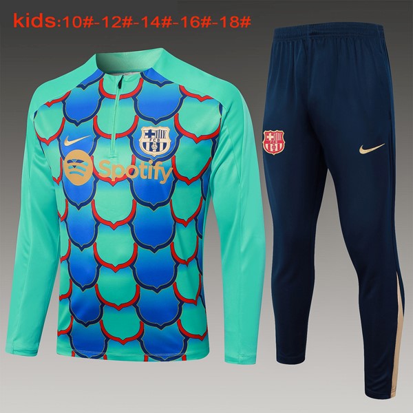 Niños Sudadera De Training Barcelona 2024-25 Verde Azul 3